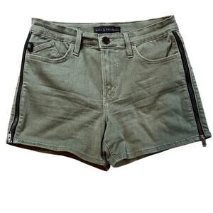 Rock Republic Jean Shorts Womens  Kimber Olive Green Denim Side Zippers. Size 10